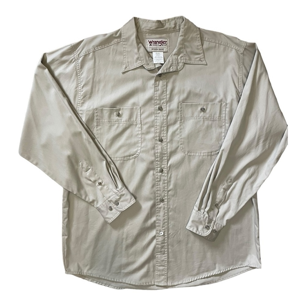 Wrangler Lightweight Men's Western Style Tan Button Down XL Wrinkle Resistant